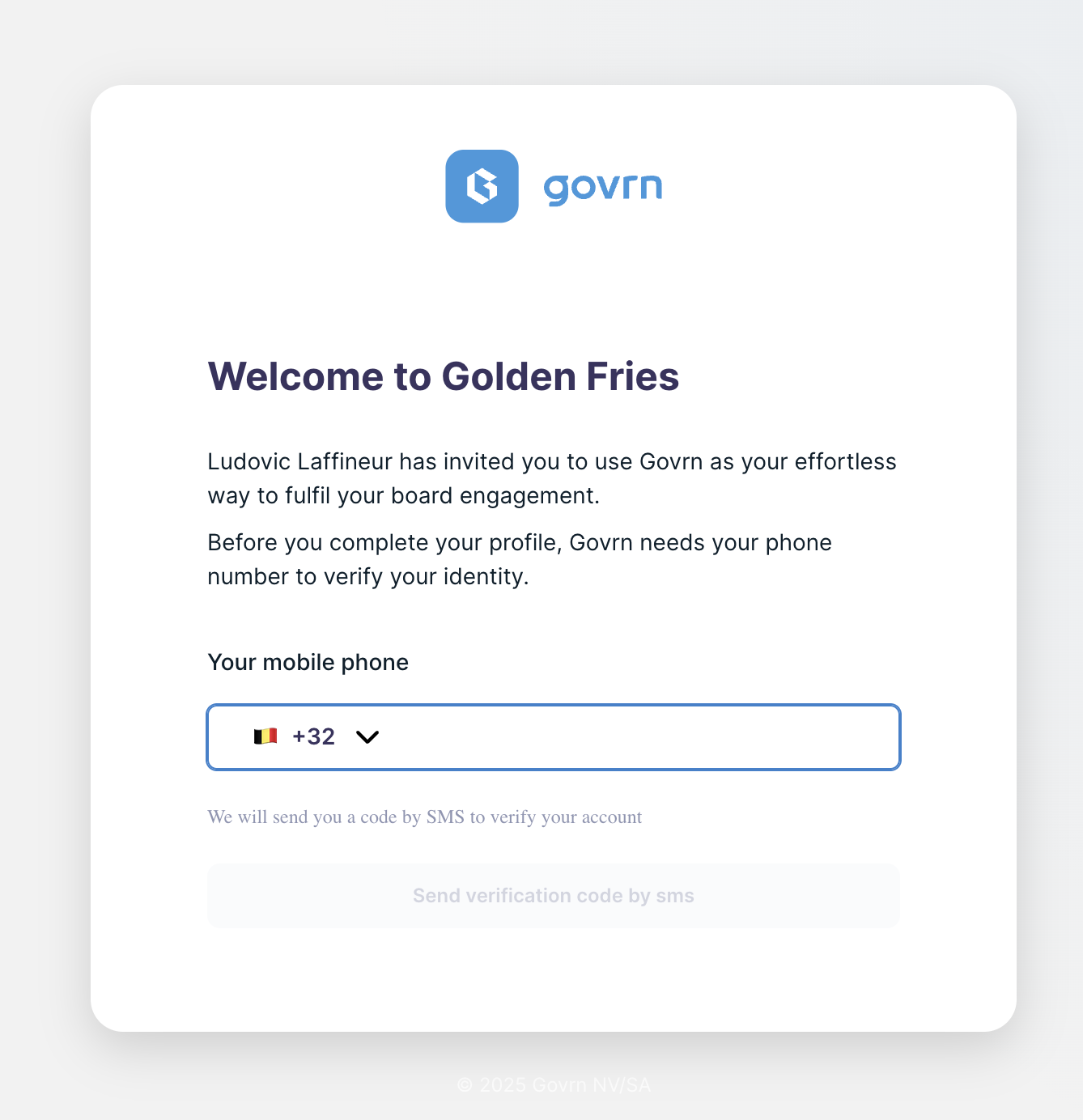 Example of Govrn invitation email interface